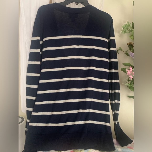 LOFT navy and cream striped cardigan - Picture 3 of 5